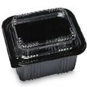 Harvest Salad Tray PS Black Base & Lid 12/50sets/Case